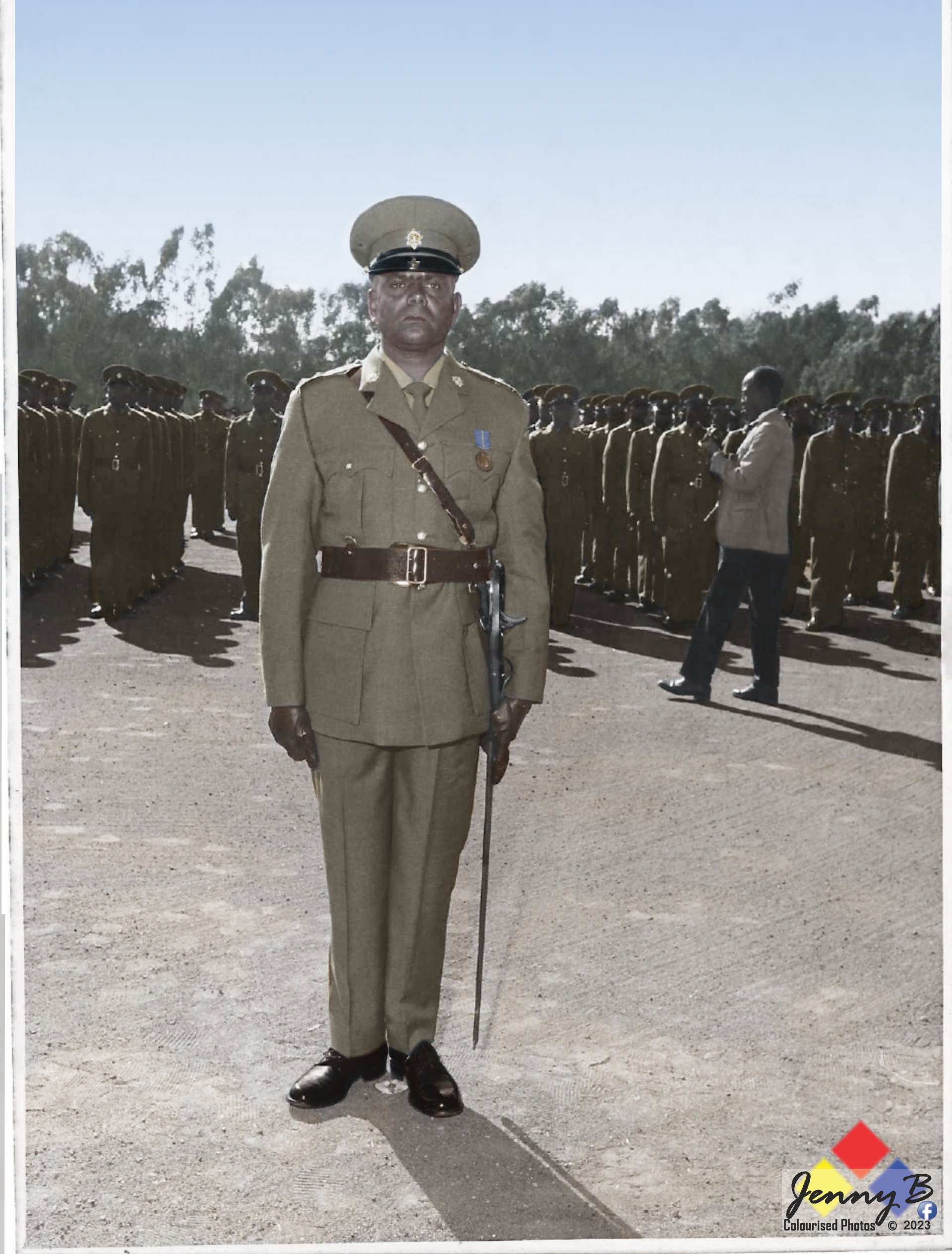 Neat commissioned officer on parade