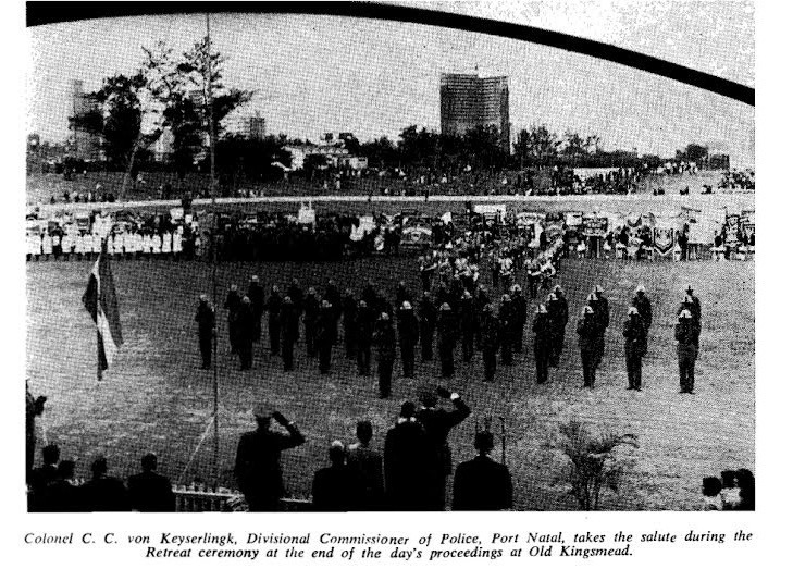 Colonel CC Vin Keyserlingk, Divisional Commissioner of Police, Port Natal, takes the salute 1966