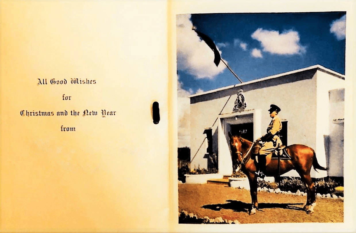 A Christmas Card of the Kenya Police (Colonial) featuring a Mounted Officer.